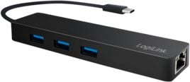 Hub-uri - Hub cu adaptor gigabit , LogiLink , USB/C 3 porturi , negru