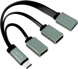 Hub-uri - Hub cu cablu , LogiLink , USB/C 3 porturi , gri