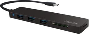 Hub foarte subtie cu citior de carduri , LogiLink , USB/C 3 port , negru