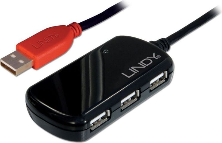 Hub lindy USB2.0 12m activa, 4xUSB2.0 (42783)