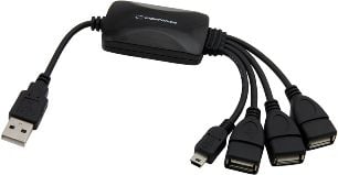Hub USB 2.0, 4 porturi, Negru, Esperanza EA114
