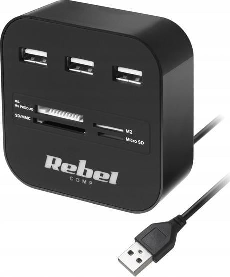 Hub-uri - Hub USB 2.0 cu 3 porturi cu cititor de carduri MS / SD / M2 / MicroSD Rebel