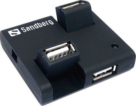 Hub USB 2.0 Sandberg 133-67, 4 porturi USB, negru