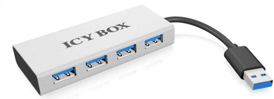Hub USB 3.0 IcyBox Ib-ac6104, 4 porturi, Argintiu