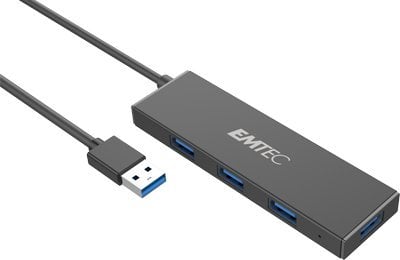 HUB USB Emtec EMTEC Hub Ultra Slim USB3.1 4-Port T620A Type-A se traduce în română ca HUB USB ultra subțire Emtec USB3.1 cu 4 porturi de tip T620A Type-A.