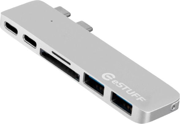 HUB USB eStuff 1x SD 1x microSD 2x USB-C + 2x USB-A (ES84122-SILVER)