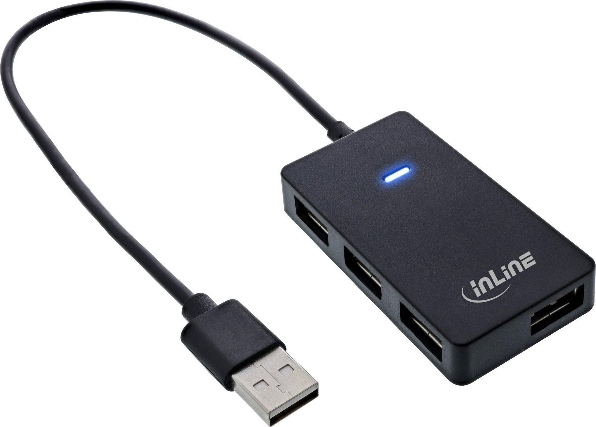 Hub-uri - HUB USB InLine InLine® USB 2.0 Hub cu 4 porturi, tip A tată până la 4x Type-A mamă, negru, 30 cm