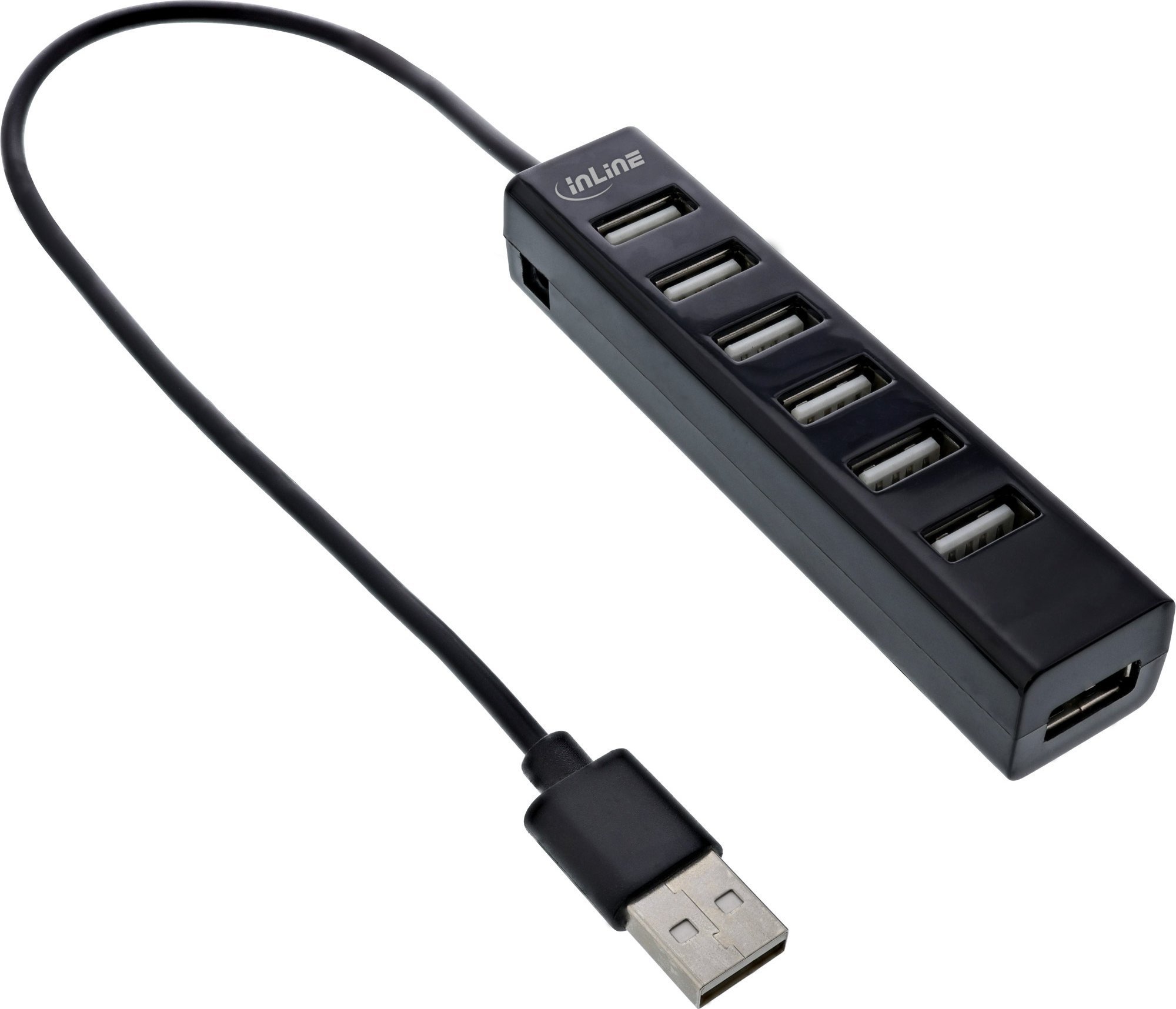 Hub-uri - HUB USB InLine® InLine® USB 2.0 Hub cu 7 porturi, tip A tată la 7x Type-A mamă, negru