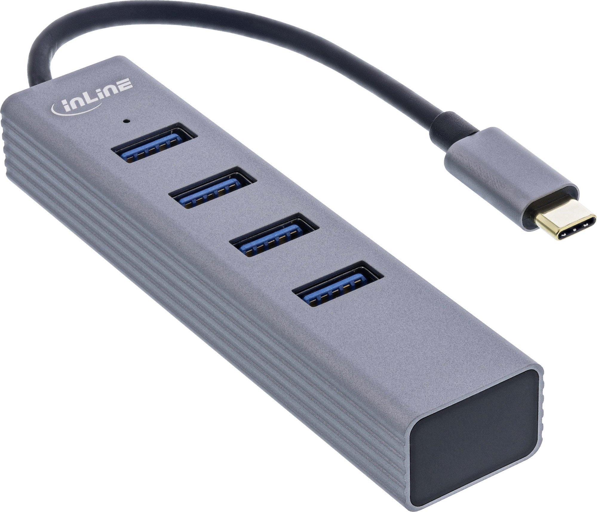 HUB USB InLine InLine® USB 3.2 Gen.1 Hub tip C (4x USB-A 5Gbps), OTG, carcasă metalică
