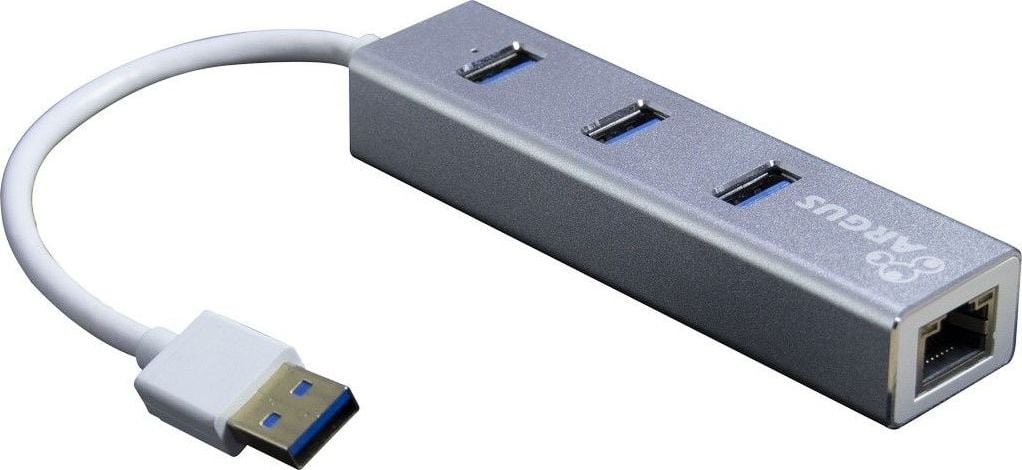 Hub USB Inter-Tech Argus IT-310-S, 3x USB 3.2 gen 1 + 1x RJ45, Silver