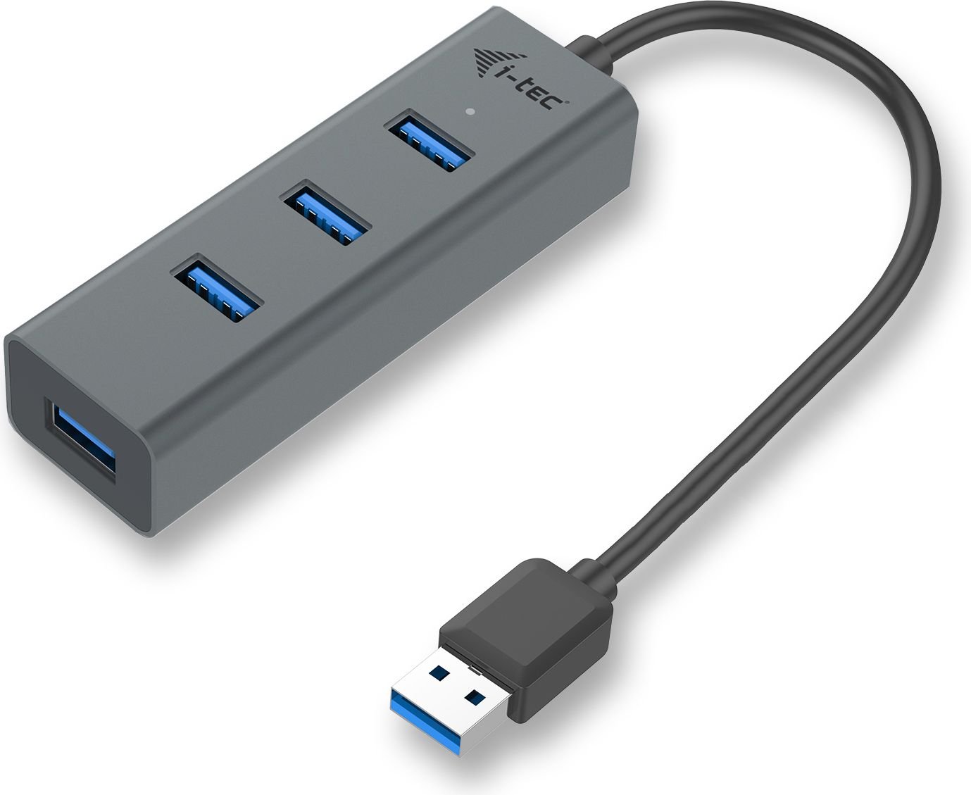Hub-uri - Hub USB 3.0 iTec cu 4 porturi, pasiv, metal, gri cu negru