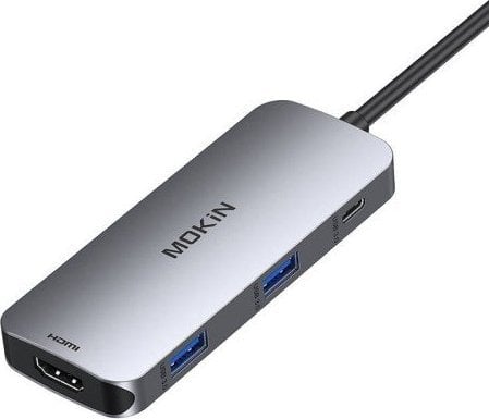 HUB USB Mokin Adapter Hub MOKiN 7w1 USB-C do 2x USB 3.0 + 2x USB-C + SD + Micro SD + HDMI (srebrny)