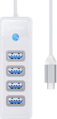 HUB USB Adaptor Hub Orico USB-C la 4x USB 3.0 Orico, 5 Gbps, 0,15 m (alb)