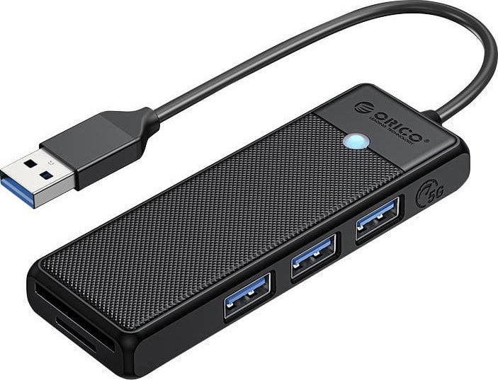 HUB USB Orico Orico Hub USB-A 3x USB-A czytnik kart 5Gbps czarny