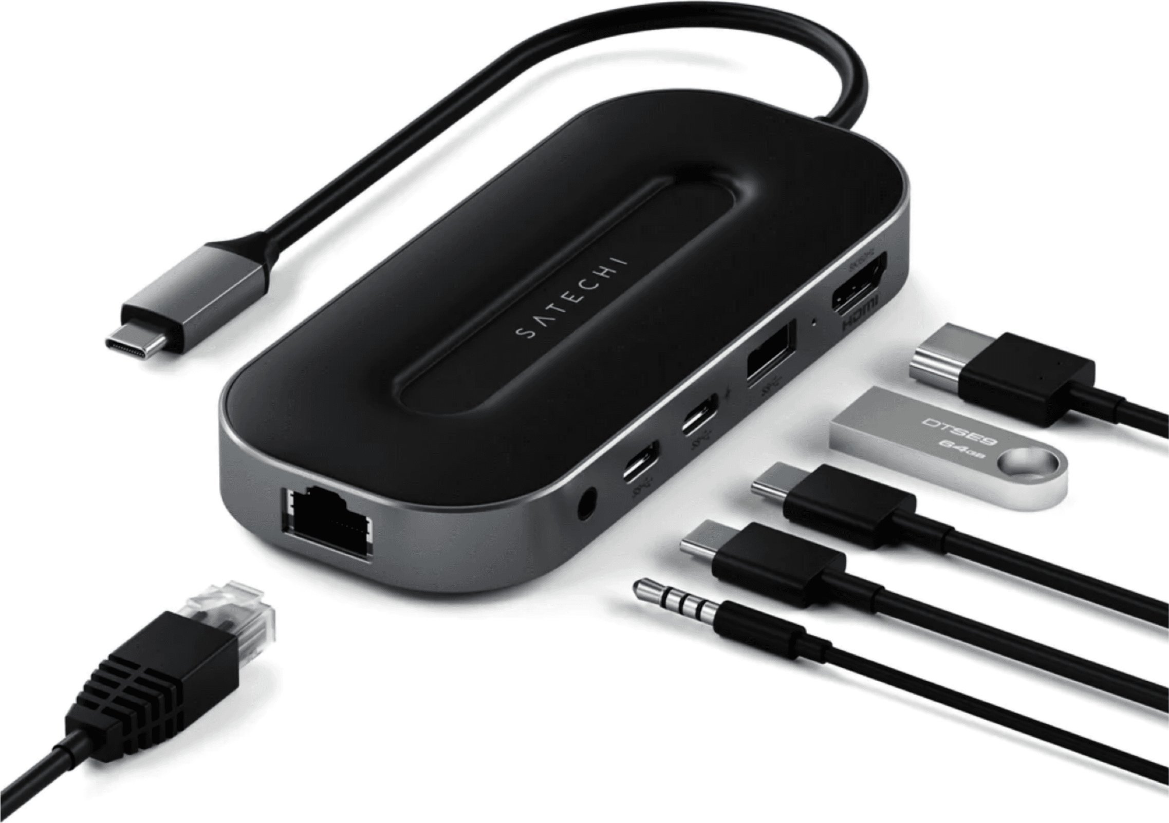 HUB USB Satechi ADAPTER HUB USB -C SATECHI TYPE-C SATECHI USB-4 MULTIPORT W 2.5G ETHERNET (1XHDMI2.1, 1XUSB-A, 2X USB-C, AUDIO 3.5MM, ETHERNET (GWIEZDNA SZAROŚĆ)