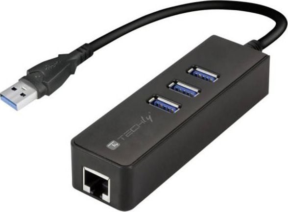 Hub-uri - Adaptor TECHLY și USB 3.0. Gigabit Ethernet m. USB3.0 3Port s