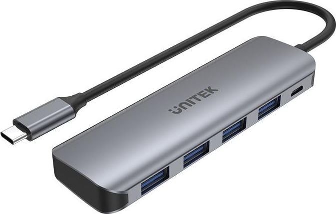 Hub USB-C 4/USB-A 3.0/3.1 gen 1 Unitek, PD 100W, Argintiu