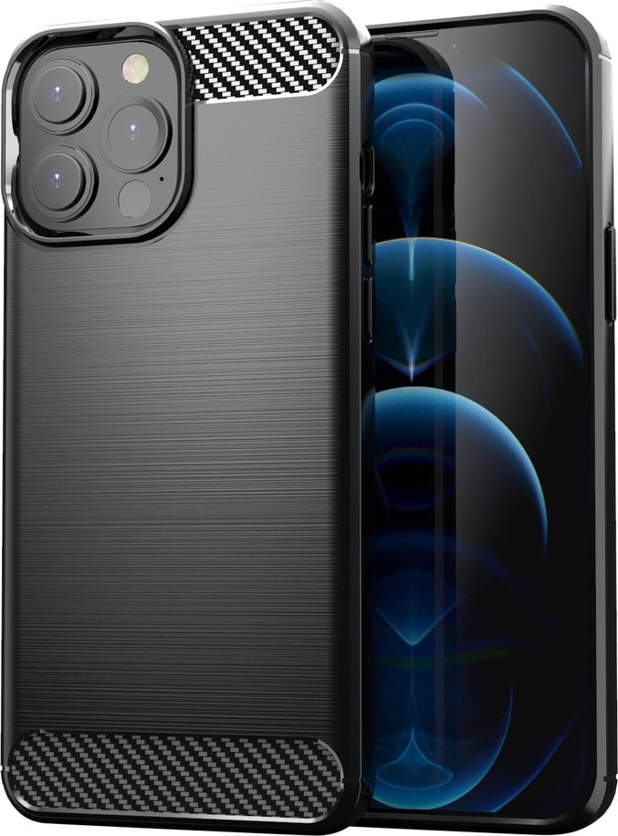 Hurtel Carbon Case elastyczne etui pokrowiec iPhone 13 Pro Max czarny