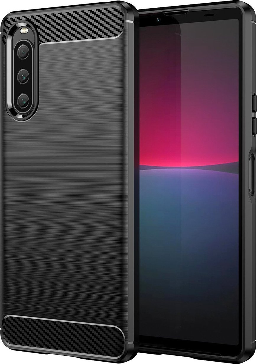 Hurtel Carbon Case etui do Sony Xperia 10 V elastyczny silikonowy karbonowy pokrowiec czarne