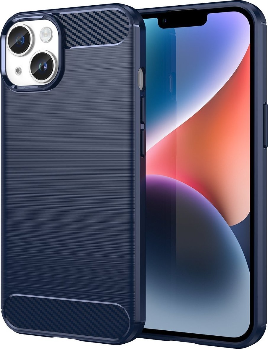 Hurtel Carbon Case etui iPhone 14 Plus elastyczny żelowy pokrowiec na tył plecki niebieski