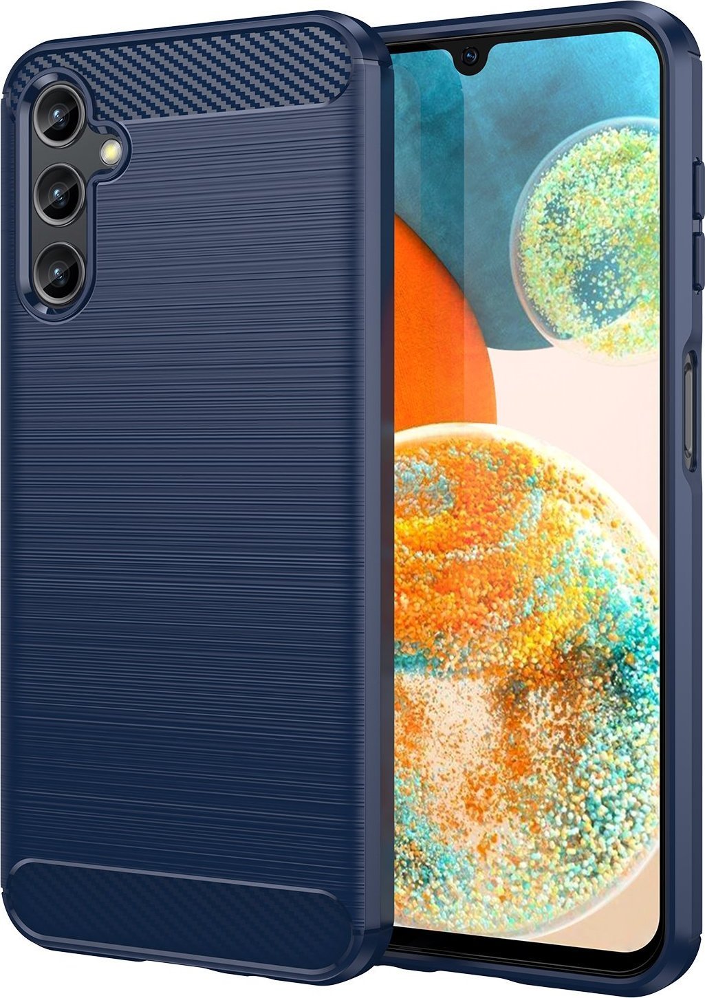 Hurtel Carbon Case etui Samsung Galaxy A14 5G elastyczny silikonowy karbonowy pokrowiec niebieskie