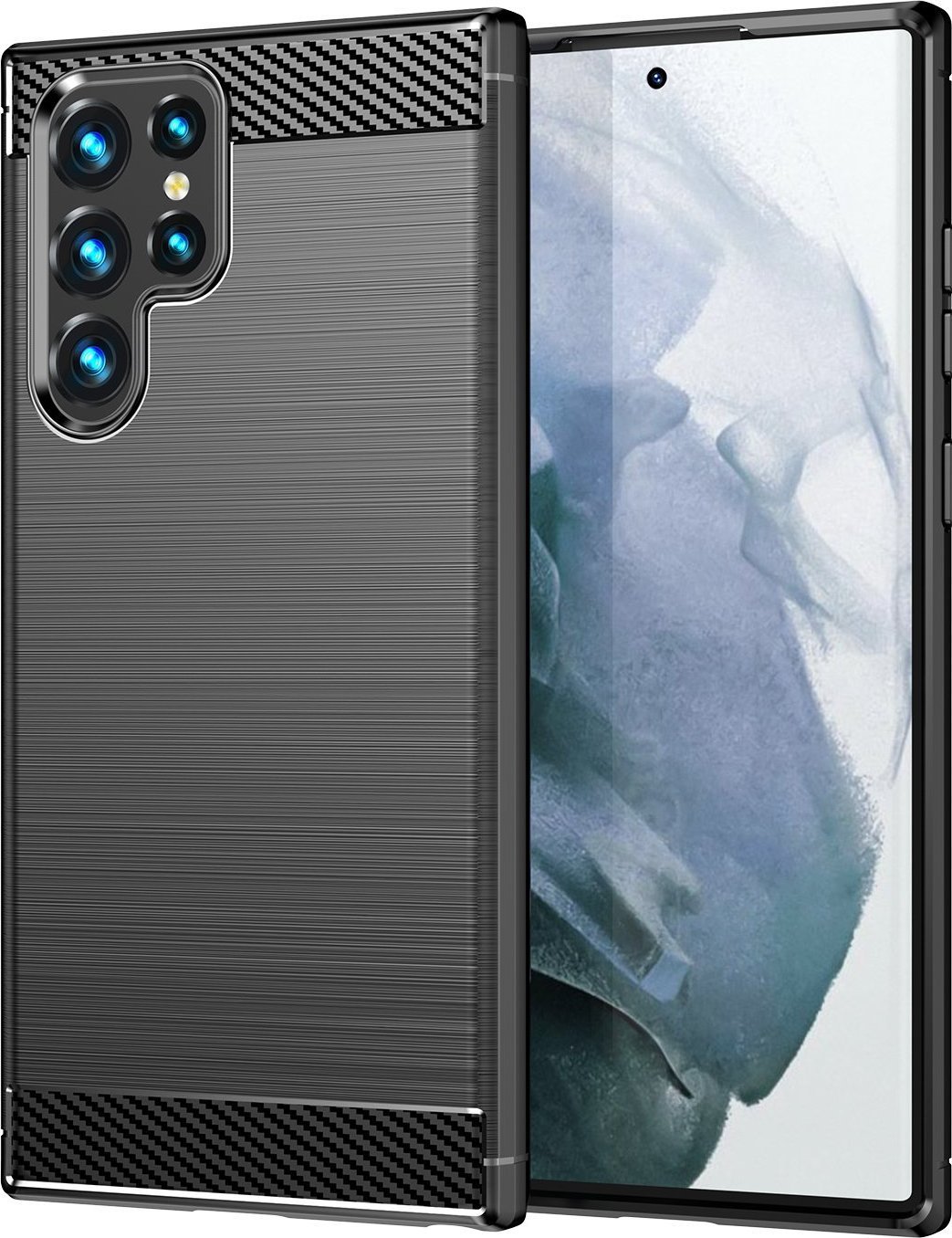Hurtel Carbon Case etui Samsung Galaxy S23 Ultra elastyczny silikonowy karbonowy pokrowiec czarne