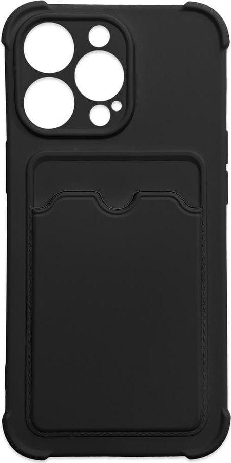 Hurtel Card Armor Case etui pokrowiec do iPhone 12 Pro Max portfel na kartę silikonowe pancerne etui Air Bag czarny