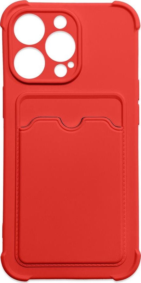 Hurtel Card Armor Case etui pokrowiec do iPhone 13 Pro Max portfel na kartę silikonowe pancerne etui Air Bag czerwony