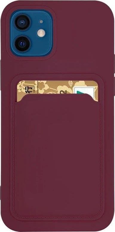 Hurtel Card Case silikonowe etui portfel z kieszonką na kartę dokumenty do iPhone XS Max bordowy