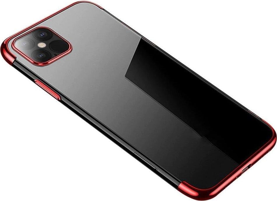 Hurtel Clear Color case żelowy pokrowiec etui z metaliczną ramką Samsung Galaxy S21 Ultra 5G czerwony