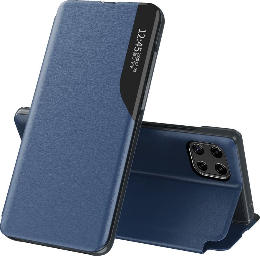 Hurtel Eco Leather View Case elegancki futerał etui z klapką i funkcją podstawki Samsung Galaxy A22 4G niebieski