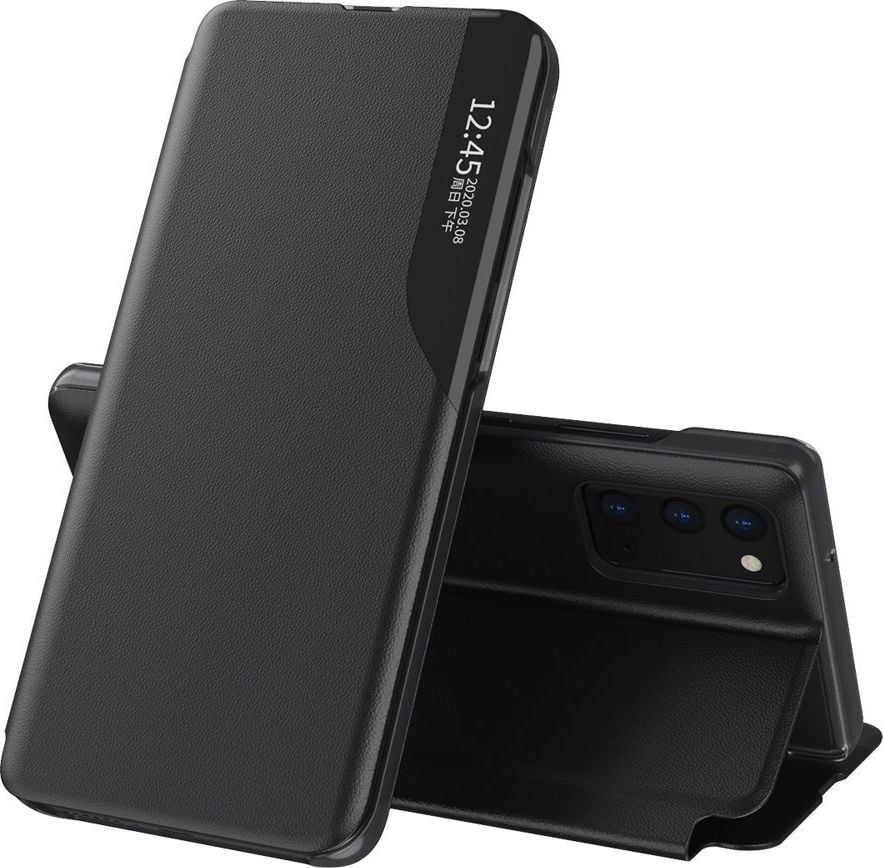 Hurtel Eco Leather View Case elegancki futerał etui z klapką i funkcją podstawki Samsung Galaxy A52 5G czarny