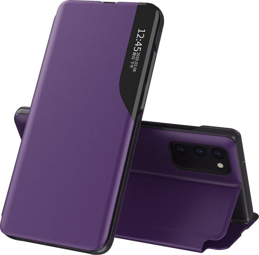 Hurtel Eco Leather View Case elegancki futerał etui z klapką i funkcją podstawki Samsung Galaxy A72 4G fioletowy