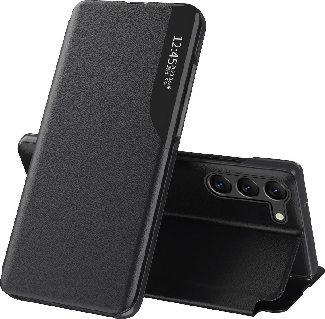 Hurtel Eco Leather View Case etui do Samsung Galaxy S23+ z klapką podstawka czarne