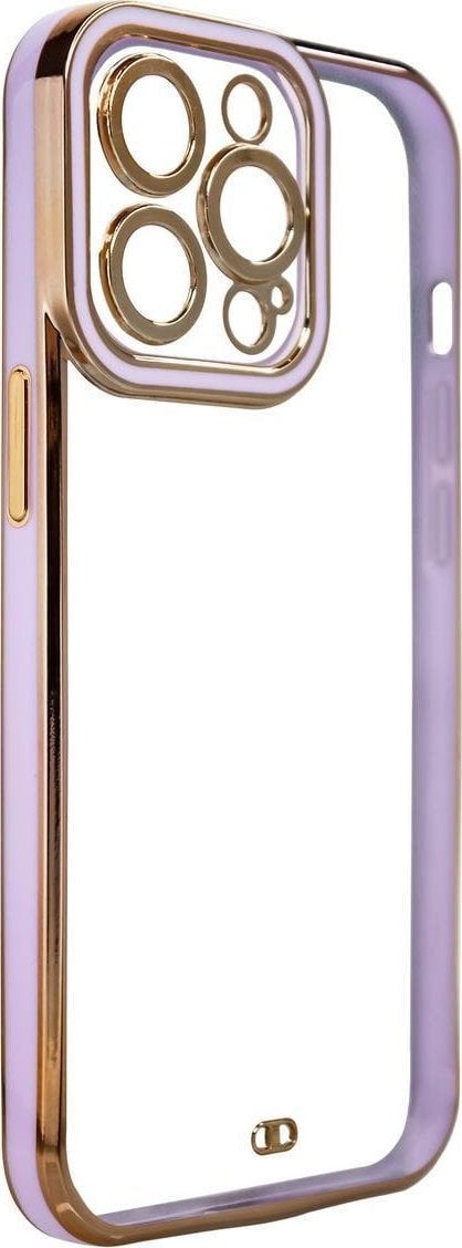 Hurtel Fashion Case etui do iPhone 12 Pro żelowy pokrowiec ze złotą ramką fioletowy
