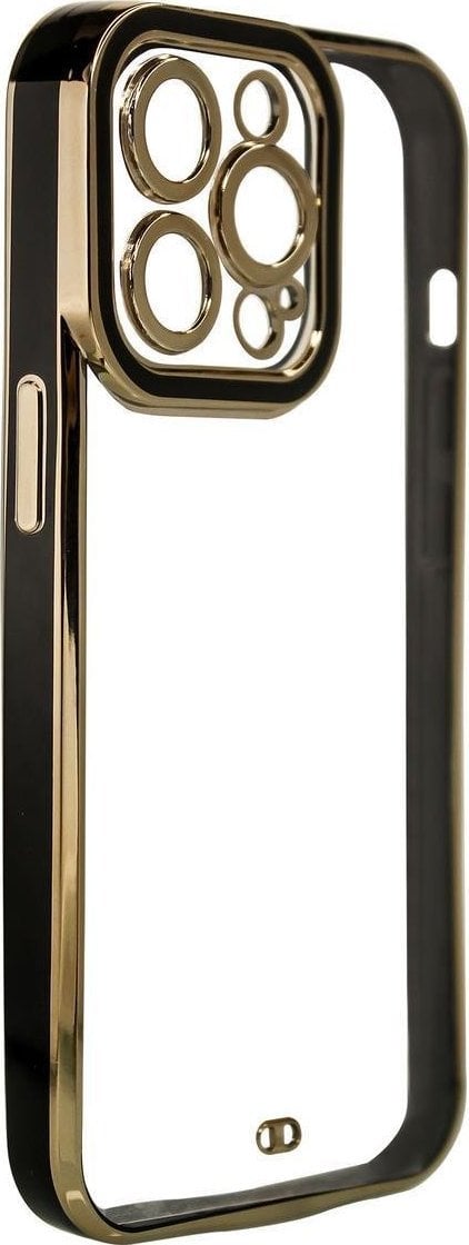 Hurtel Fashion Case etui do Samsung Galaxy A12 5G żelowy pokrowiec ze złotą ramką czarny