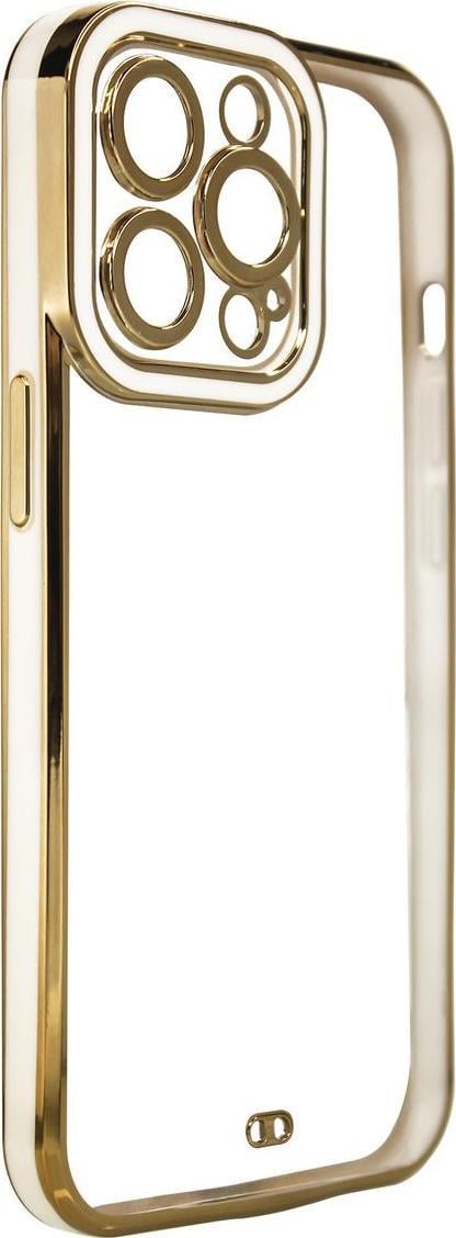 Hurtel Fashion Case etui do Samsung Galaxy A13 5G żelowy pokrowiec ze złotą ramką biały