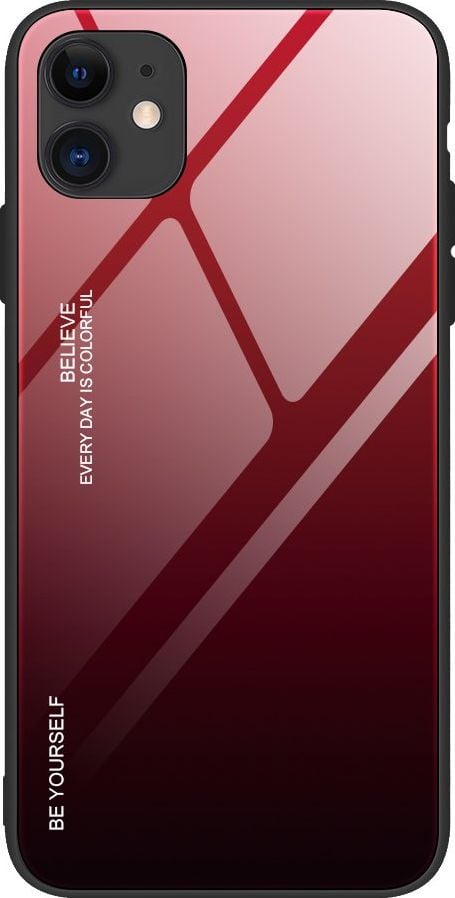 Hurtel Gradient Glass etui pokrowiec nakładka ze szkła hartowanego iPhone 12 mini czarno-czerwony