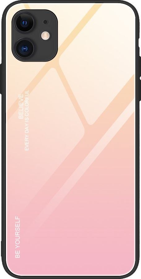 Hurtel Gradient Glass etui pokrowiec nakładka ze szkła hartowanego iPhone 12 mini różowy