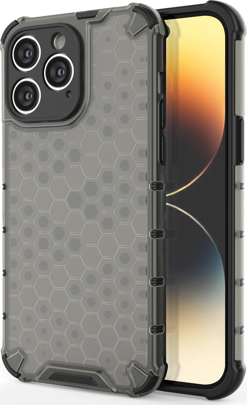 Hurtel Honeycomb etui iPhone 14 Pro Max pancerny hybrydowy pokrowiec czarne