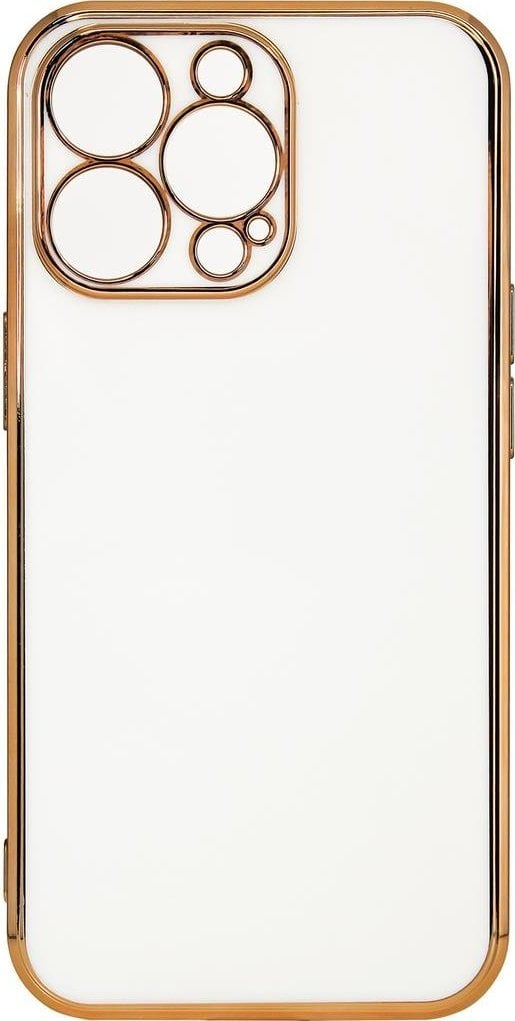 Hurtel Lighting Color Case etui do iPhone 12 Pro Max żelowy pokrowiec ze złotą ramką biały