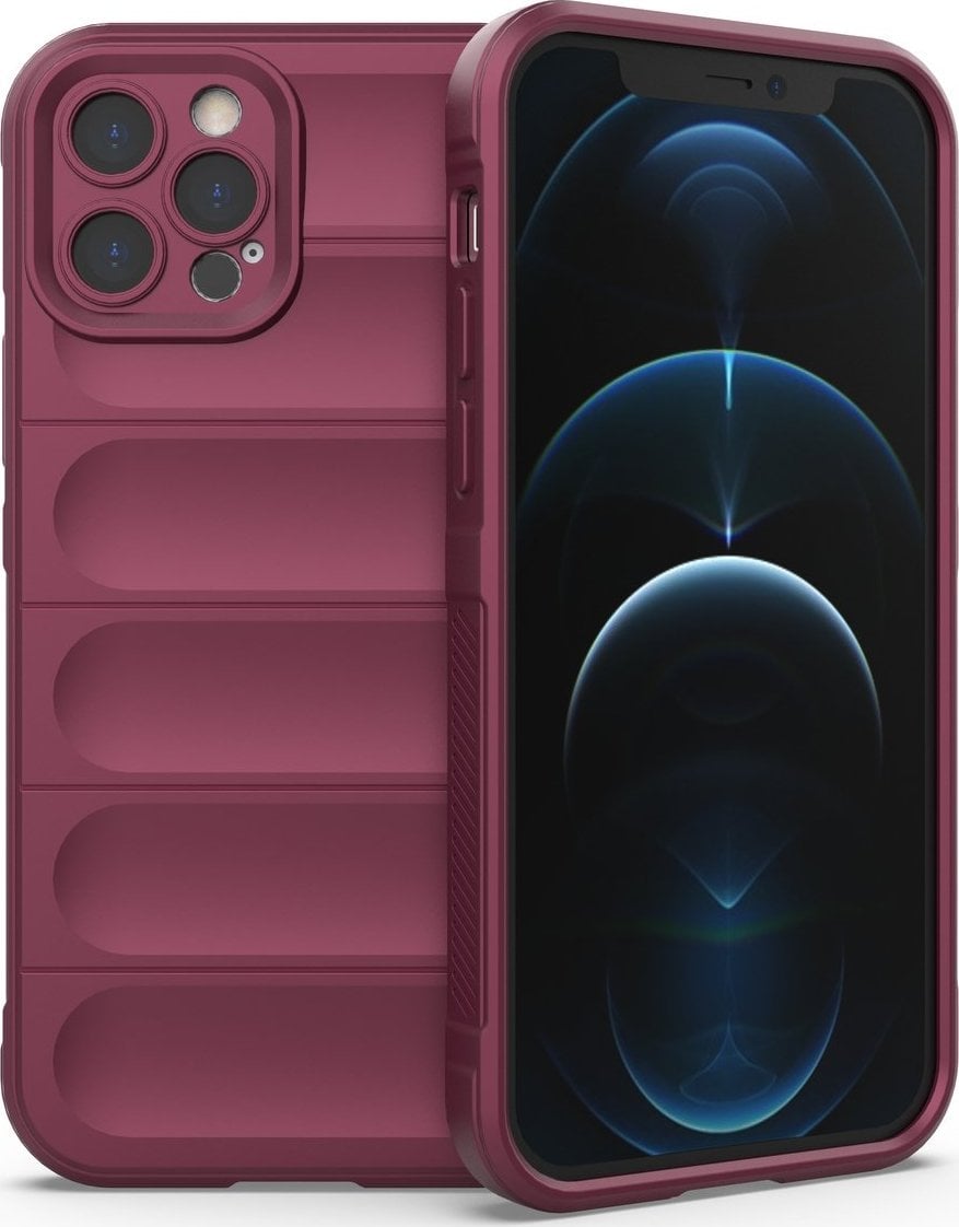 Hurtel Magic Shield Case etui do iPhone 12 Pro elastyczny pancerny pokrowiec burgundowy