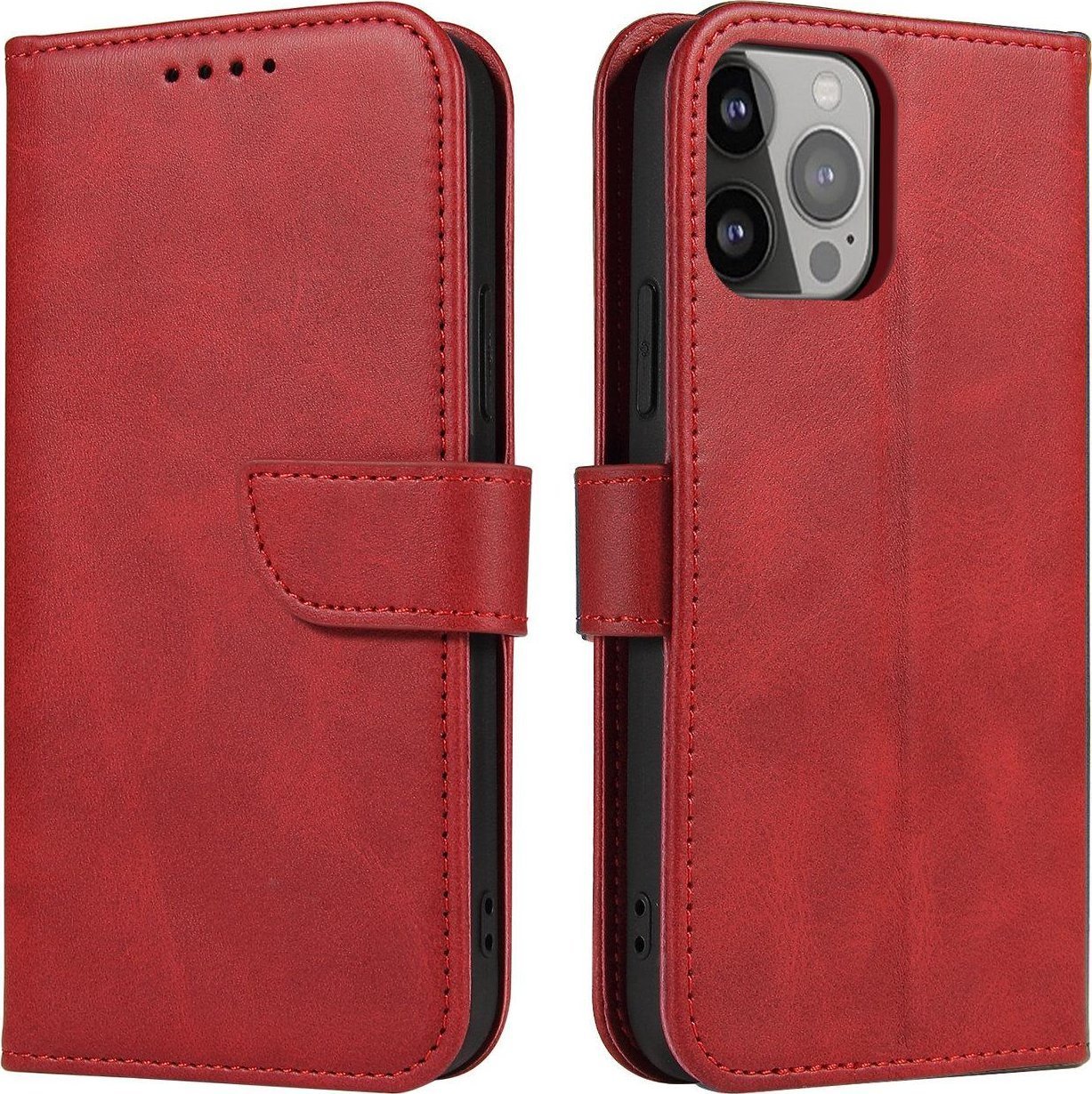 Hurtel Magnet Case etui Samsung Galaxy S23 pokrowiec z klapką portfel podstawka czerwone