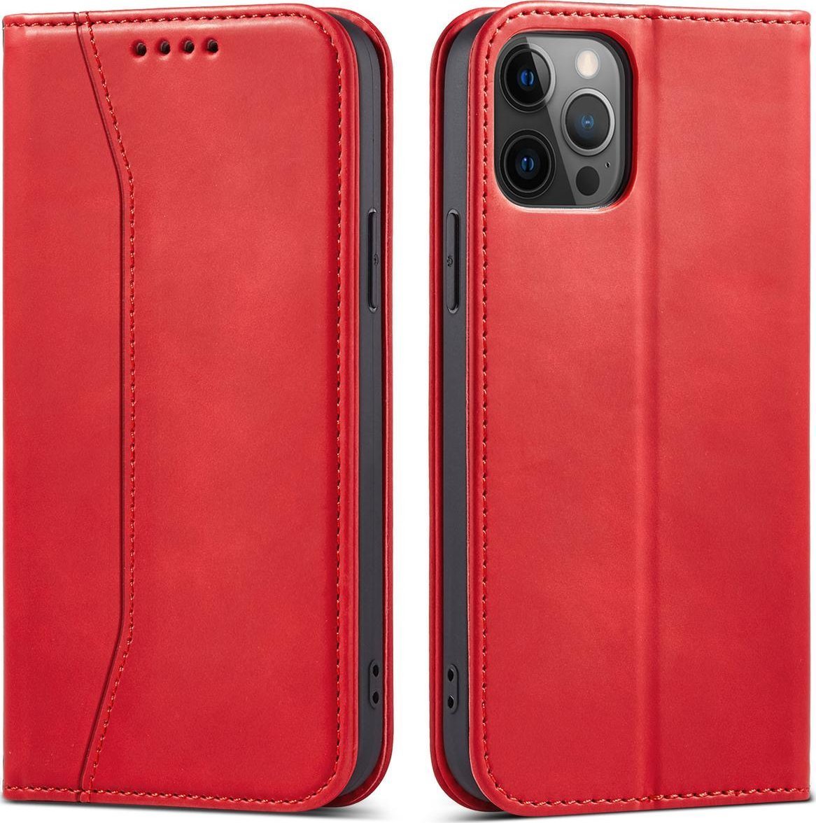 Hurtel Magnet Fancy Case etui do iPhone 12 Pro Max pokrowiec portfel na karty kartę podstawka czerwony