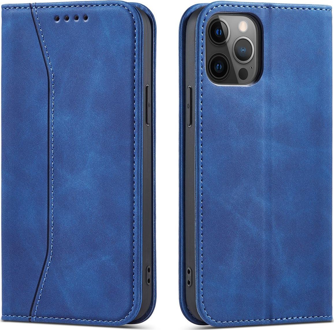 Hurtel Magnet Fancy Case etui do iPhone 12 Pro Max pokrowiec portfel na karty kartę podstawka niebieski