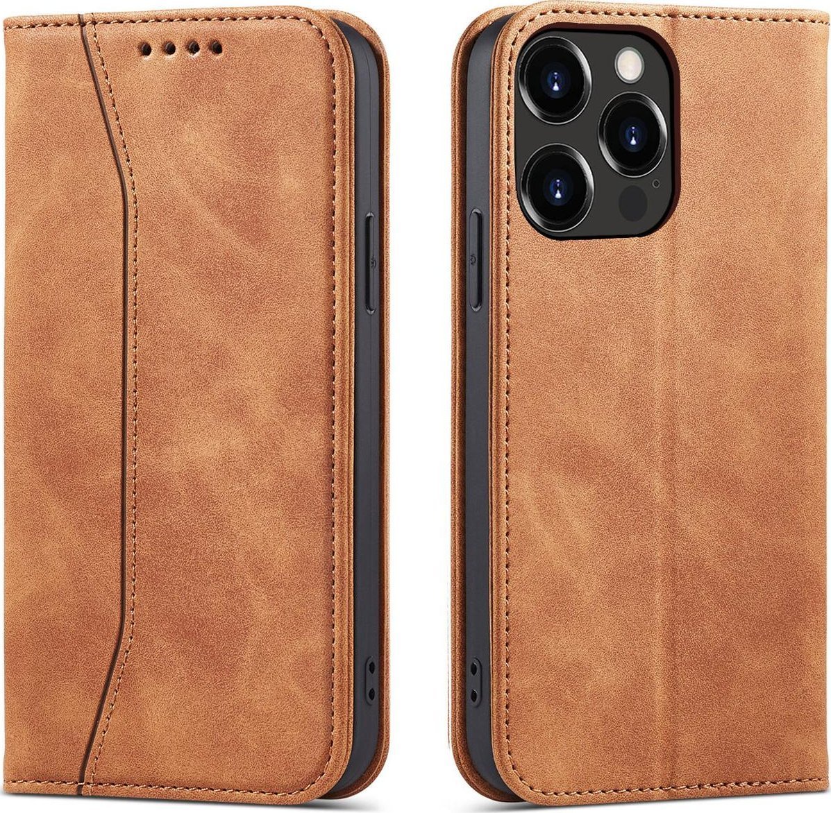 Hurtel Magnet Fancy Case etui do iPhone 13 Pro Max pokrowiec portfel na karty kartę podstawka brązowy