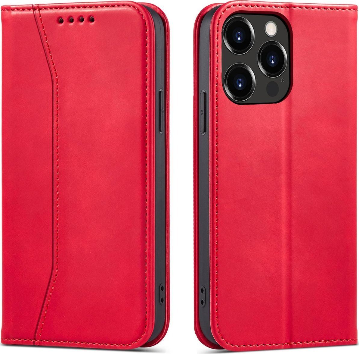 Hurtel Magnet Fancy Case etui do iPhone 13 Pro Max pokrowiec portfel na karty kartę podstawka czerwony
