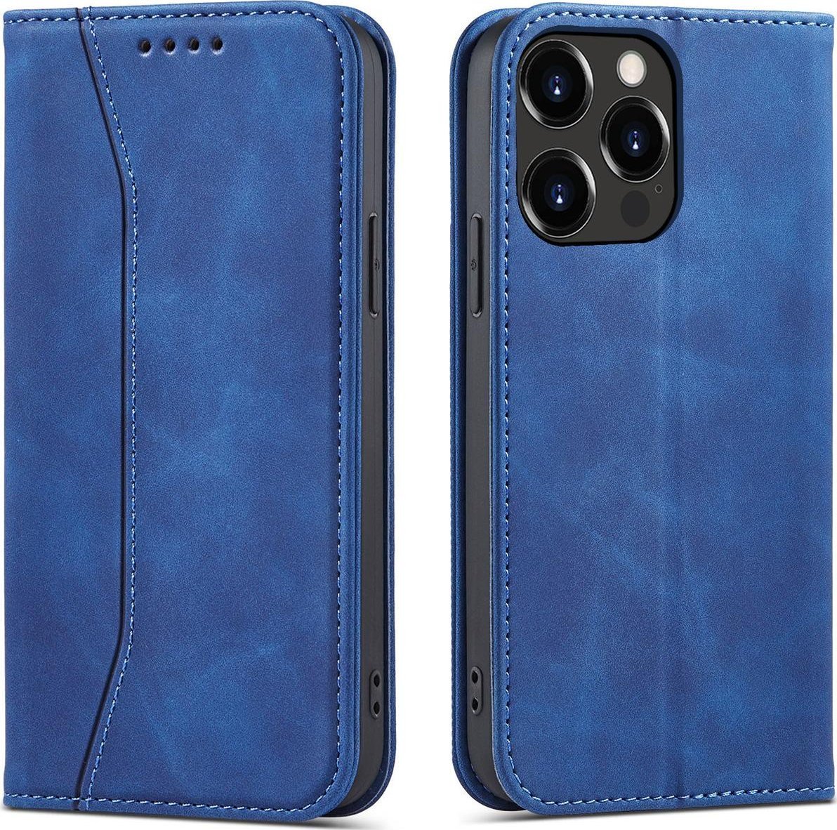 Hurtel Magnet Fancy Case etui do iPhone 13 Pro Max pokrowiec portfel na karty kartę podstawka niebieski