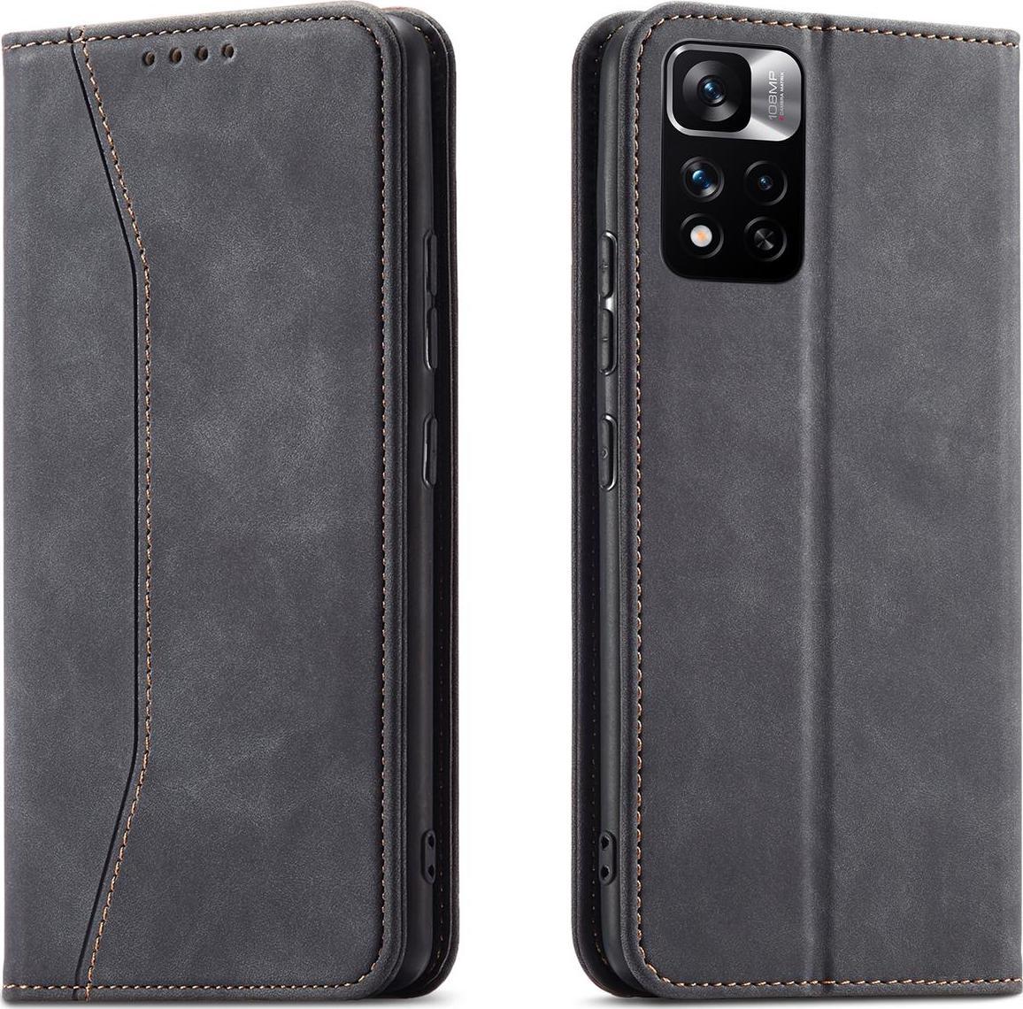Hurtel Magnet Fancy Case etui do Xiaomi Redmi Note 11 Pro pokrowiec portfel na karty kartę podstawka czarny