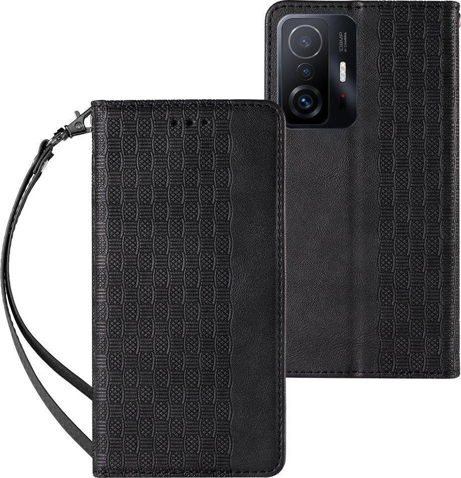 Hurtel Magnet Strap Case etui do Samsung Galaxy A13 5G pokrowiec portfel + mini smycz zawieszka czarny